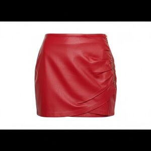 Zara Red Faux Leather  Mini Skirt NWT Size Small